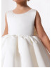 Ivory Satin V Back Flower Girl Dress Christening Dress
